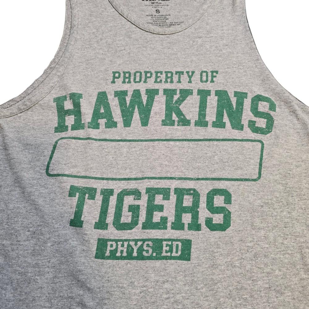 Stranger Things Unisex Heather Grey Hawkins Tigers Tank Top S - Picture 2 of 8